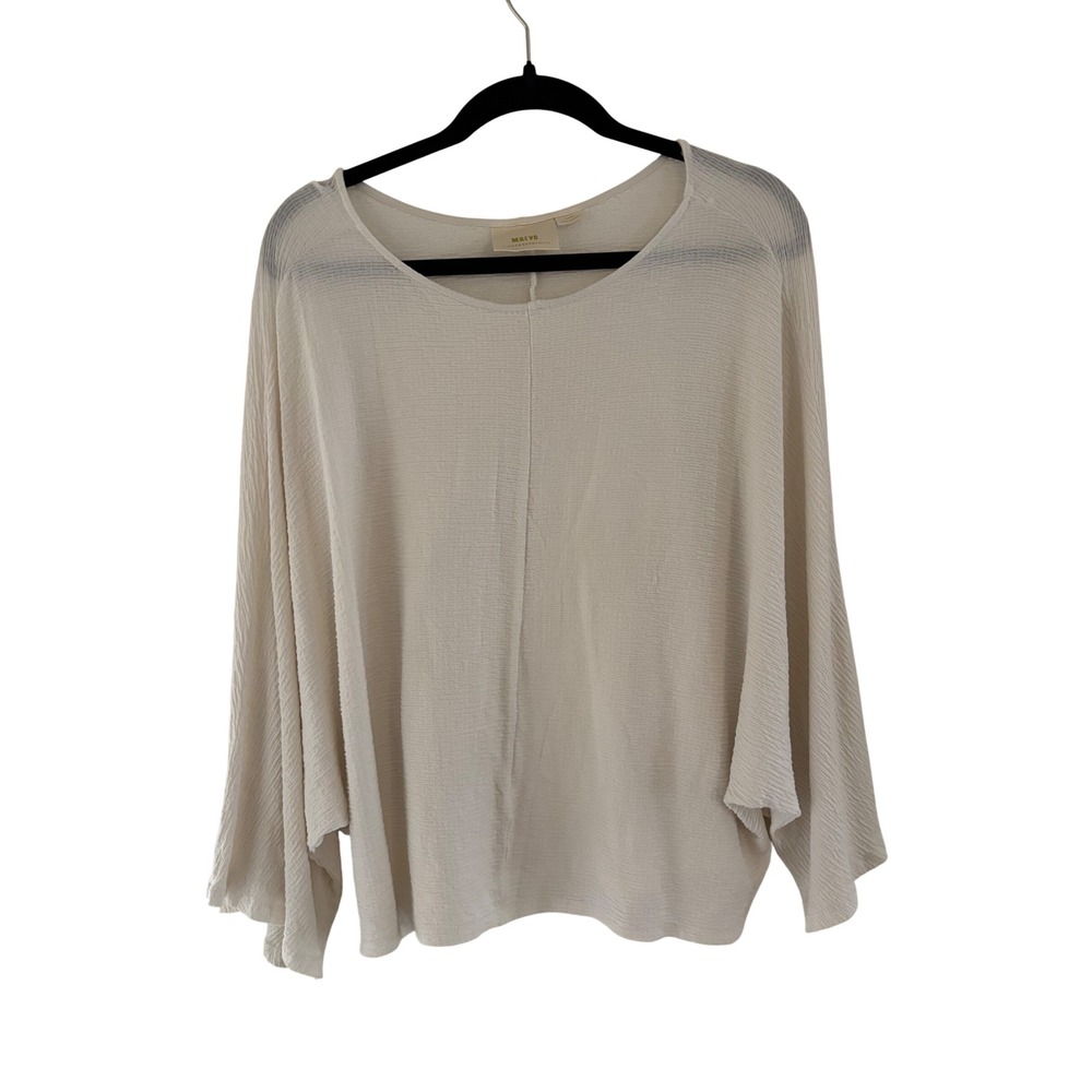 Maeve Anthropologie Cream Textured Batwing Sleeve Blouse XL Ivory Boho Top